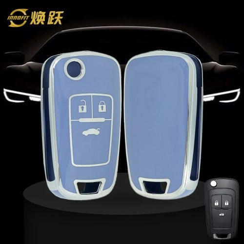 BUE1T1-Light Blue-Silver Plating- Car Key Cover For Buick