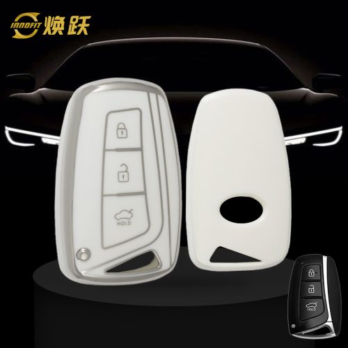 HYH1T1-White-Silver Plating- Car Key Cover For Hyundai GENESIS