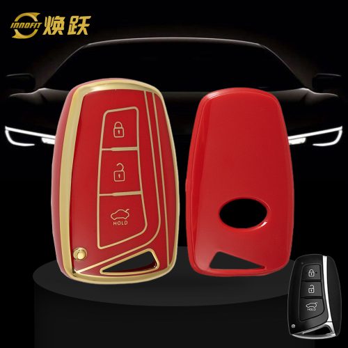 HYH1T1-Red-Gold Plating- Car Key Cover For Hyundai GENESIS