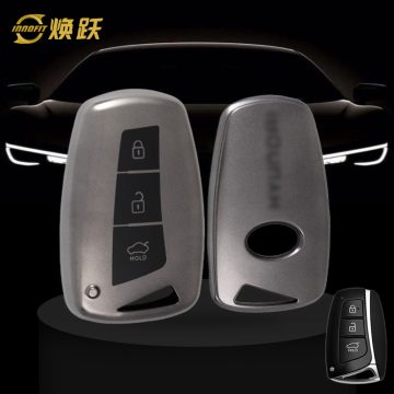 HYH1T1-Black-Metal Gray Plating- Car Key Cover For Hyundai GENESIS