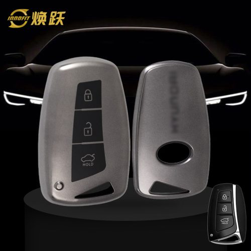 HYH1T1-Black-Metal Gray Plating- Car Key Cover For Hyundai GENESIS