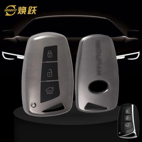 HYH1T1-Black-Metal Gray Plating- Car Key Cover For Hyundai GENESIS
