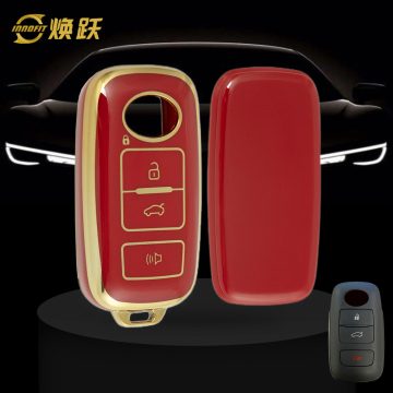 PEB3T1-Red-Gold Plating- Car Key Cover For Perodua