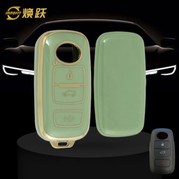 PEB3T1-Green-Gold Plating- Car Key Cover For Perodua