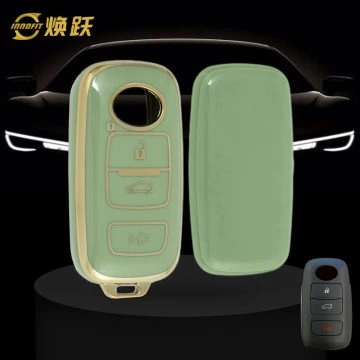 PEB3T1-Green-Gold Plating- Car Key Cover For Perodua