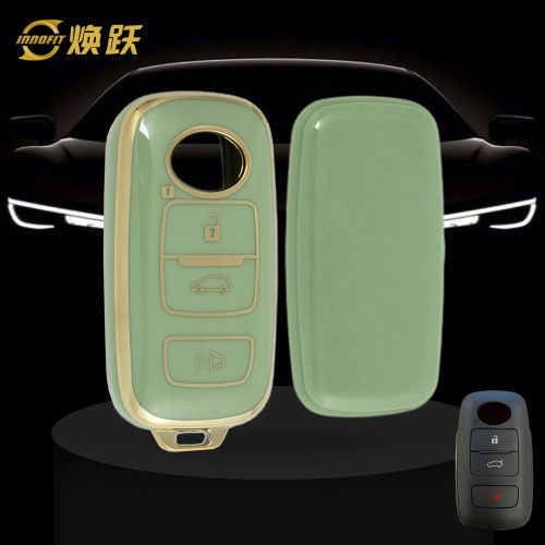 PEB3T1-Green-Gold Plating- Car Key Cover For Perodua