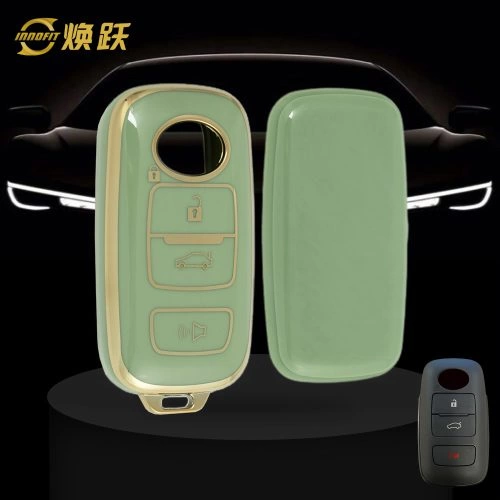 PEB3T1-Green-Gold Plating- Car Key Cover For Perodua