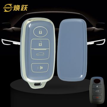 PEB3T1-Light Blue-Silver Plating- Car Key Cover For Perodua