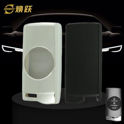 CRD1T1-White Transparent Button-Silver Plating- Car Key Cover For Chery