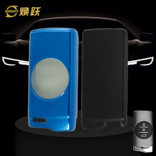 CRD1T1-White Transparent Button-Blue Plating- Car Key Cover For Chery