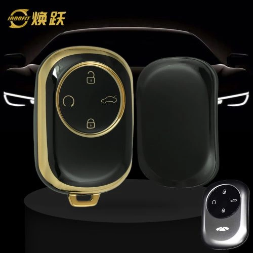 CRO1T1-Black-Gold Plating- Car Key Cover For Chery