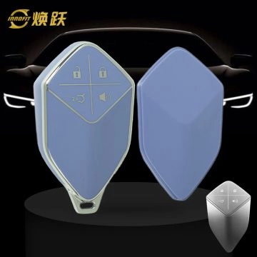 CHE1T1-Light Blue-Silver Plating- Car Key Cover For CHANGAN