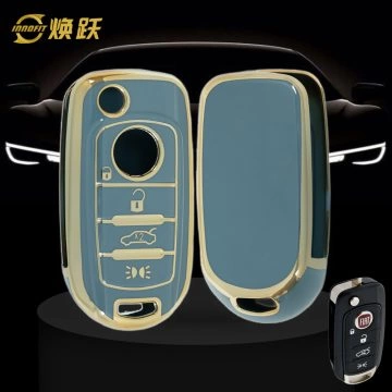 FIB2T1-Granny Grey-Gold Plating- Car Key Cover For Fiat