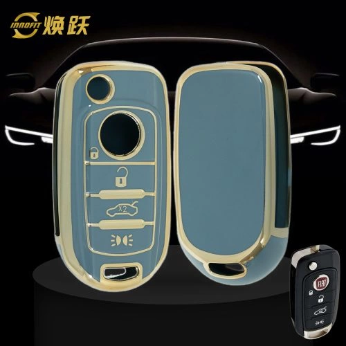 FIB2T1-Granny Grey-Gold Plating- Car Key Cover For Fiat