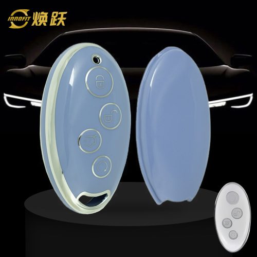 BYB1T1-Light Blue-Silver Plating- Car Key Cover For BYD