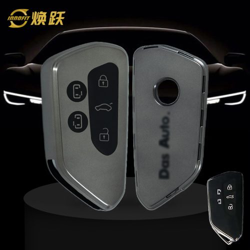 VOC3T1-Black-Metal Gray Plating- Car Key Cover For Volkswagen skoda