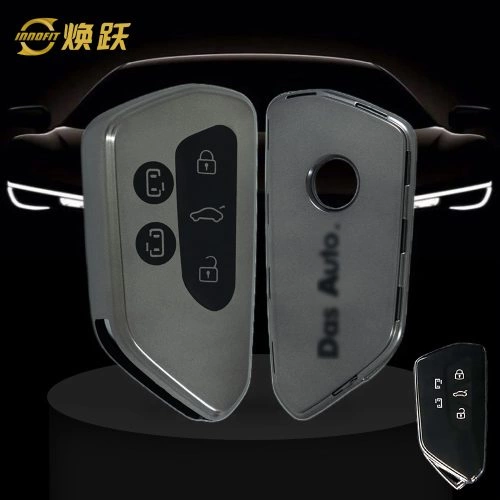 VOC3T1-Black-Metal Gray Plating- Car Key Cover For Volkswagen skoda