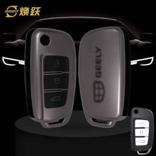 GED1T1-Black-Metal Gray Plating- Car Key Cover For Geely Auto