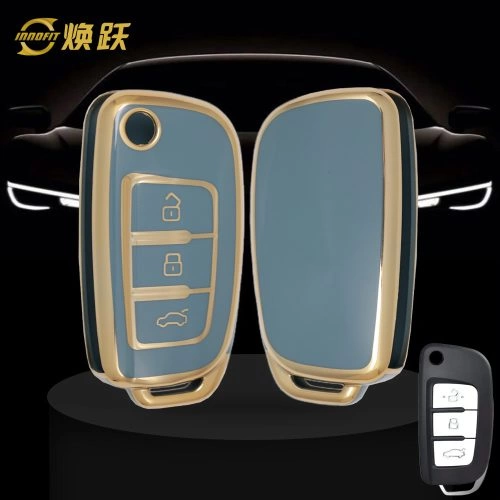 GED1T1-Granny Grey-Gold Plating- Car Key Cover For Geely Auto