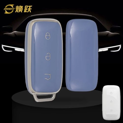 GEE1T1-Light Blue-Silver Plating- Car Key Cover For Geely Auto