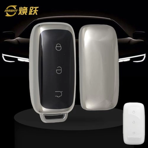 GEE1T1-Black Glue Style-Silver Plating- Car Key Cover For Geely Auto
