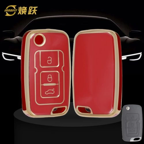 GEF1T1-Red-Gold Plating- Car Key Cover For Geely Auto