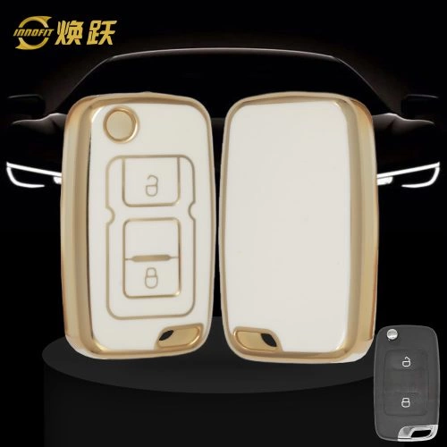 GEF2T1-White-Gold Plating- Car Key Cover For Geely Auto