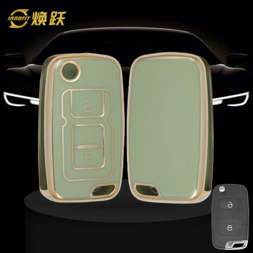 GEF2T1-Green-Gold Plating- Car Key Cover For Geely Auto