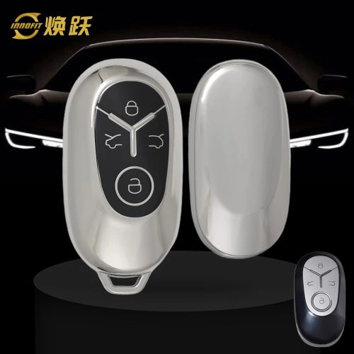 GEJ1T1-Black Glue Style-Silver Plating-Silver Bottom- Car Key Cover For Geely Auto
