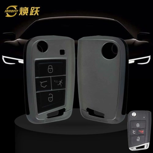 VOA2T1-Black-Metal Gray Plating- Car Key Cover For Volkswagen skoda SEAT