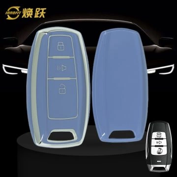GRA1T1-Light Blue-Silver Plating- Car Key Cover For Great Wall Motor