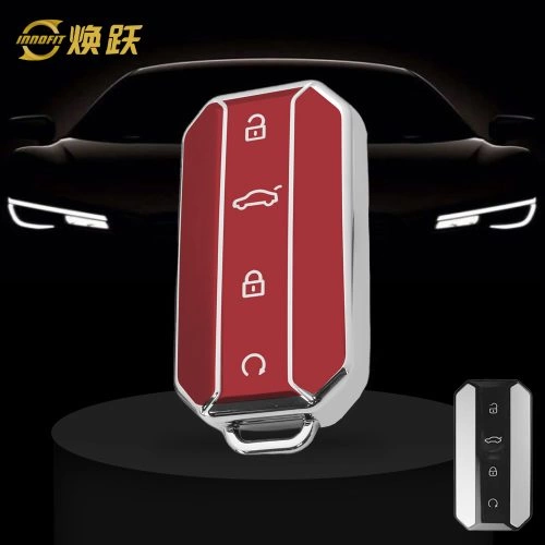 CRT1T1-Red-Silver Plating- Car Key Cover For Chery