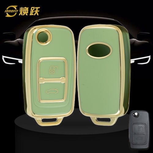 CRF2T1-Green-Gold Plating- Car Key Cover For Chery