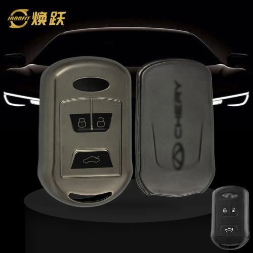 CRI1T1-Black-Metal Gray Plating- Car Key Cover For Chery