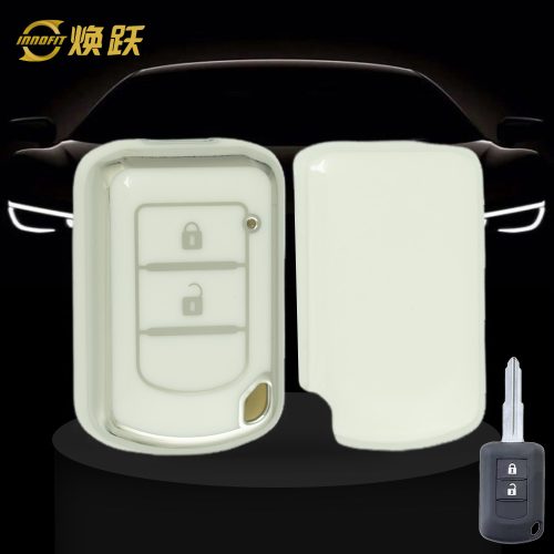 MIG2T1-White-Silver Plating- Car Key Cover For Mitsubishi