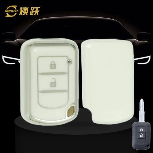 MIG2T1-White-Silver Plating- Car Key Cover For Mitsubishi