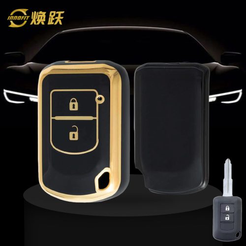 MIG2T1-Black-Gold Plating- Car Key Cover For Mitsubishi