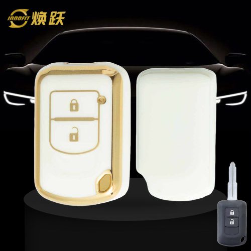 MIG2T1-White-Gold Plating- Car Key Cover For Mitsubishi