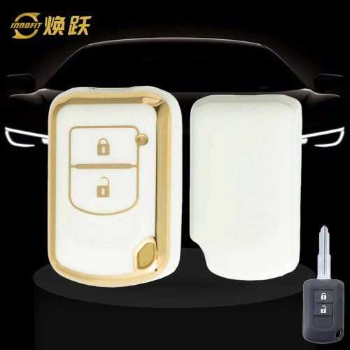 MIG2T1-White-Gold Plating- Car Key Cover For Mitsubishi