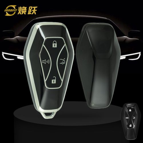 BIE1T1-Black-Silver Plating- Car Key Cover For BAIC