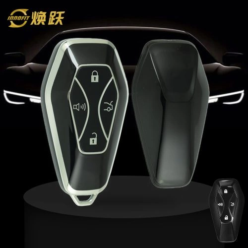BIE1T1-Black-Silver Plating- Car Key Cover For BAIC