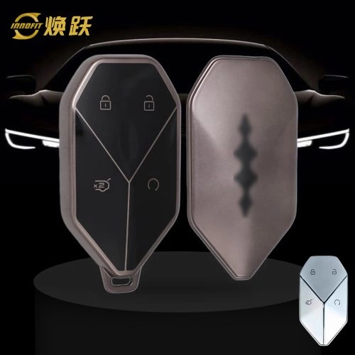 BYH1T1-Black-Metal Gray Plating- Car Key Cover For BYD