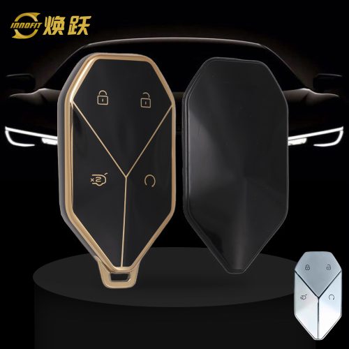 BYH1T1-Black-Gold Plating- Car Key Cover For BYD