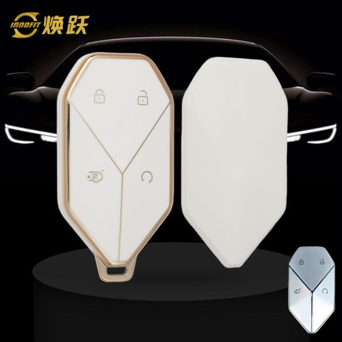 BYH1T1-White-Gold Plating- Car Key Cover For BYD