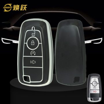 FOB8T1-Black-Silver Plating- Car Key Cover For Ford