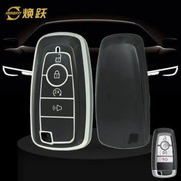 FOB8T1-Black-Silver Plating- Car Key Cover For Ford