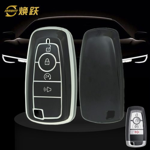 FOB8T1-Black-Silver Plating- Car Key Cover For Ford