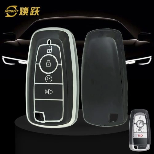FOB8T1-Black-Silver Plating- Car Key Cover For Ford