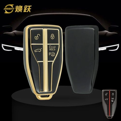 HNA3T1-Black-Gold Plating- Car Key Cover For Hong Qi