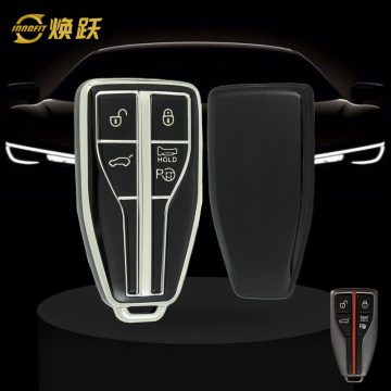 HNA3T1-Black-Silver Plating- Car Key Cover For Hong Qi